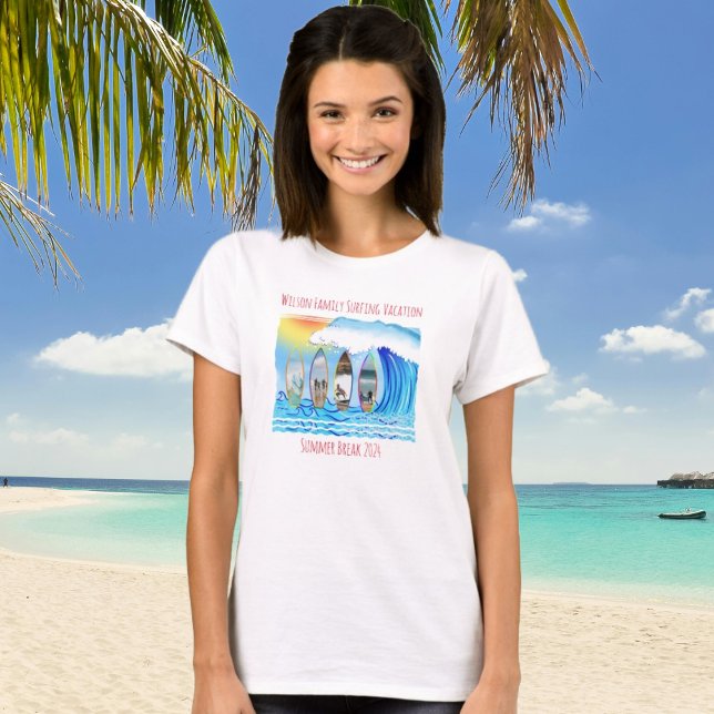 Familjefoton Surfboard Ocean Vågar Vacation T Shirt (Skapare uppladdad)