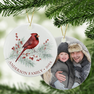 Familjefotopatal på Snowy Gräs jul Julgransprydnad Keramik
