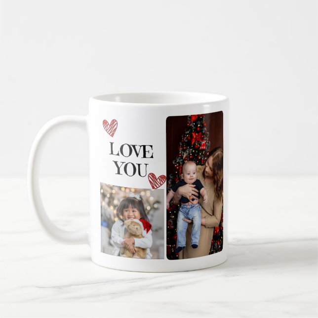 Familjefotosamling - 4 foton och Anpassningsbar Kaffemugg (Vänster)