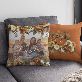 Familjefotot Thanksgiving ge tack vare fallande bl Kudde