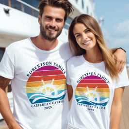 Familjefrräckligt nautiskt Frakt Hjul Retro Sunset T Shirt