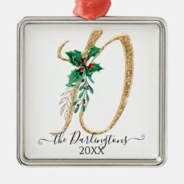 Familjefyllan jul, Monogram D Guld Julgransprydnad Metall