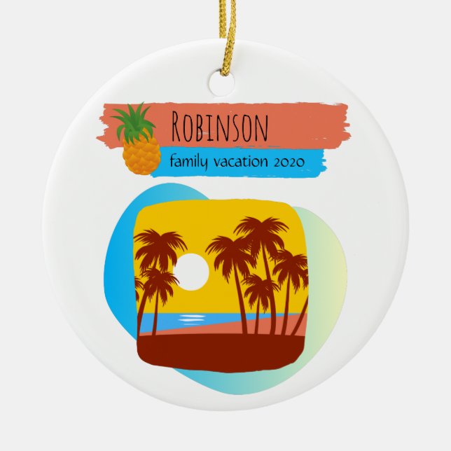 Familjefyngd Beach Vacation Souvenir-jul Julgransprydnad Keramik (Framsidan)