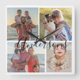 Familjefyra lås för fotoakryl fyrkantig klocka