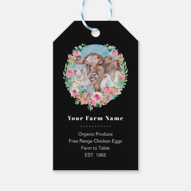 Familjegårm Homestead Chicken Cow Market Garden Presentetikett (Framsidan)