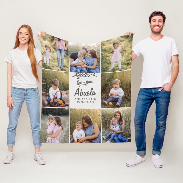 familjegåva 8 fotobarnbarn enkelt  fleecefilt (På plats)