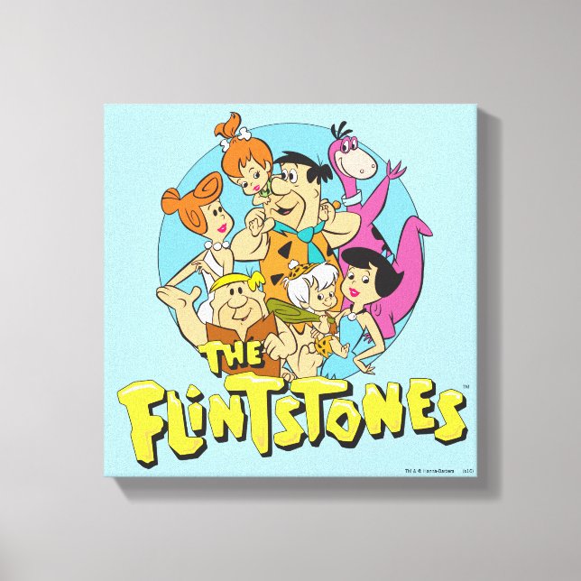 Familjegrafiken Flintstones och Rubbles Canvastryck (Framsida)