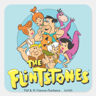 Familjegrafiken Flintstones och Rubbles Fyrkantigt Klistermärke