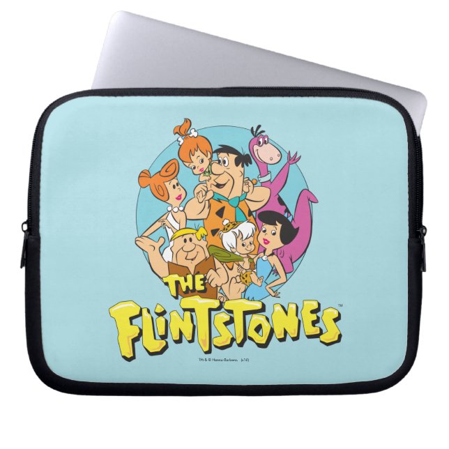Familjegrafiken Flintstones och Rubbles Laptop Sleeve (Framsidan)