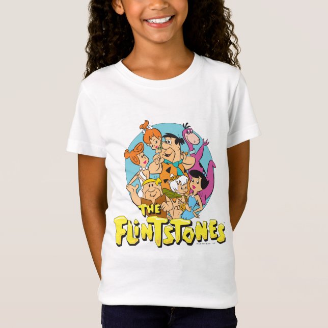 Familjegrafiken Flintstones och Rubbles T Shirt (Framsida)
