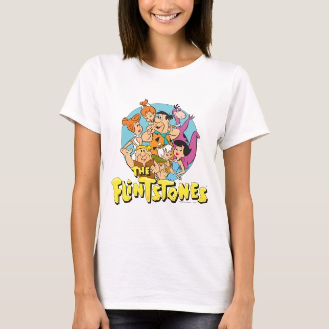 Familjegrafiken Flintstones och Rubbles Tee Shirt (Framsida)
