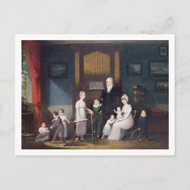 Familjegrupp i insida, 1800 vykort (Framsida)