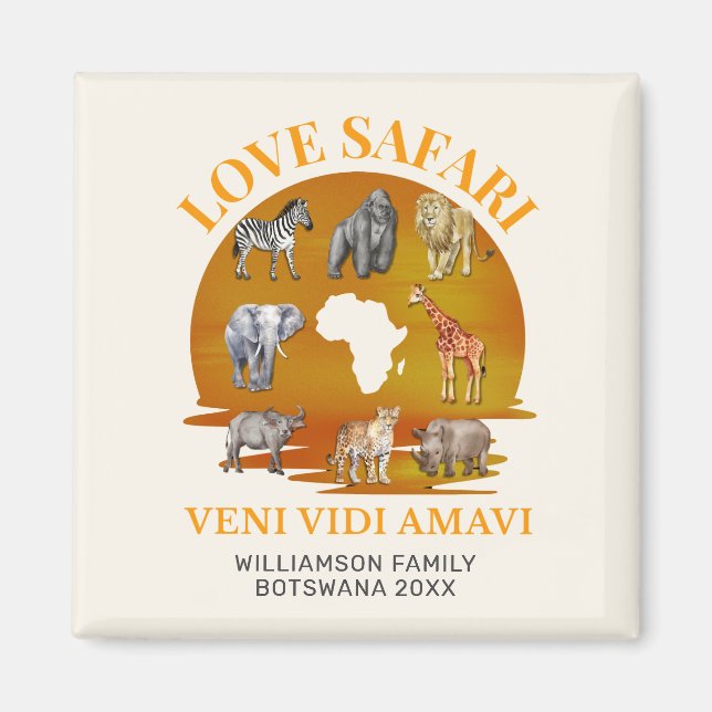 Familjegruppen KÄRLEK SAFARI Souvenir Magnet (Framsidan)
