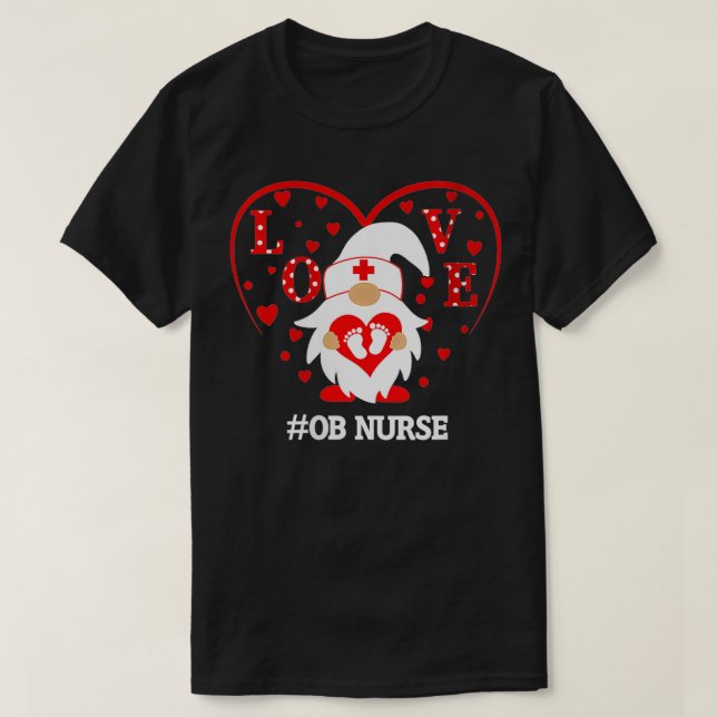 Familjegruppen Womens OB Valentines day Nurse Gnom T Shirt (Design framsida)