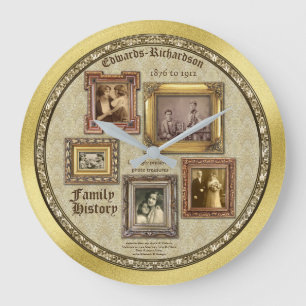 Familjehistorik Antique Foto ramar Guld Collage Stor Klocka