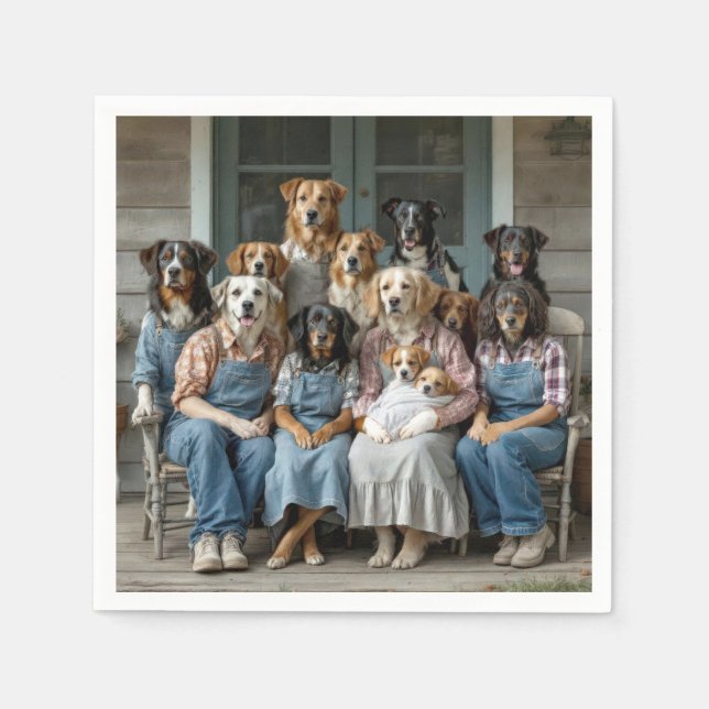 Familjehundporträtt Pappersservett (Framsidan)