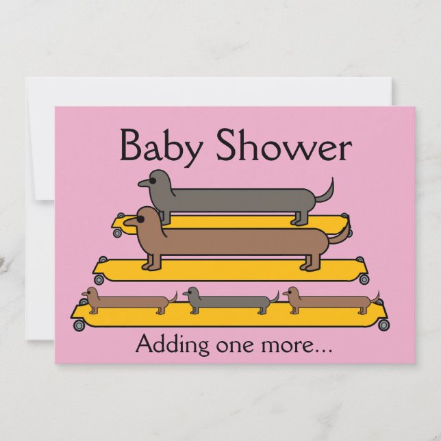 Familjeinbjudan till hund Skateboard Dachshund Inbjudningar (Framsida)