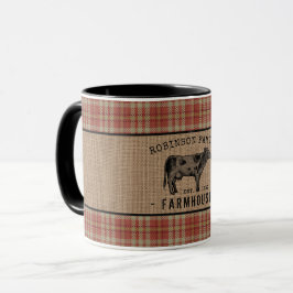 Familjejordbruk Cow Red Play Burlap 2 Ton Mugg