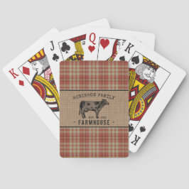 Familjejordbruk Rustic Cow Red Play Burlap Casinokort