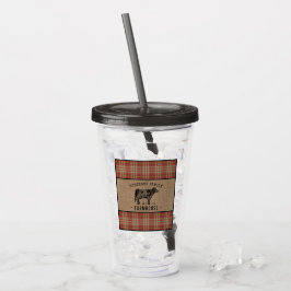 Familjejordbruk Rustic Cow Red Play Burlap Take Away Mugg
