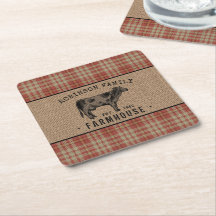 Familjejordbruk Rustic Cow Red Play Burlap