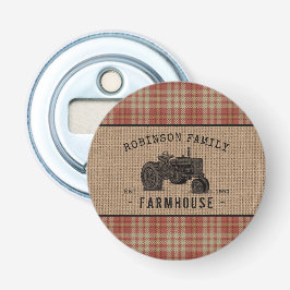 Familjejordbruk Rustic Tractor Red Play Burlap Flasköppnare