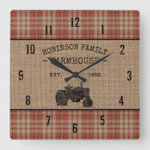 Familjejordbruk Rustic Tractor Red Play Burlap