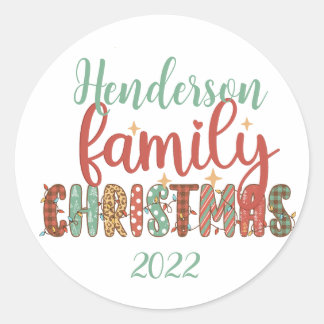 Familjejul 2022 runt klistermärke