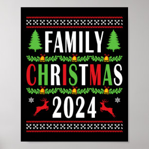 Familjejul 2024 - Lustigt matchande Julafton Träd Poster