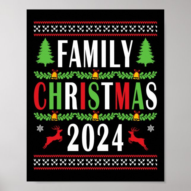 Familjejul 2024 - Lustigt matchande Julafton Träd Poster (Framsidan)
