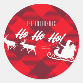 Familjejul Ho Ho! Santa Red Buffalo Play Runt Klistermärke