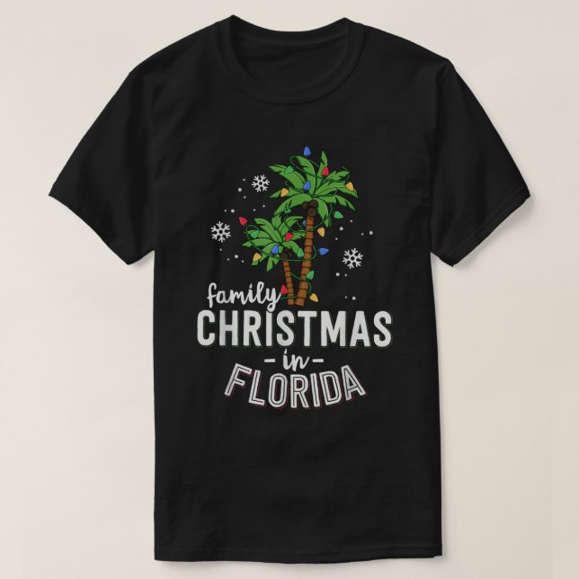Familjejul i Florida Handflatan Träd Julafton Beac T Shirt (Design framsida)