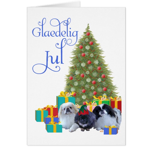 Familjejul i Pekingese Hälsningskort (Framsidan)