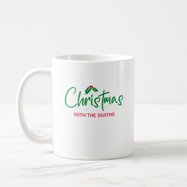 Familjejul | Modern Minimifamilj Namn Kaffemugg (Vänster)