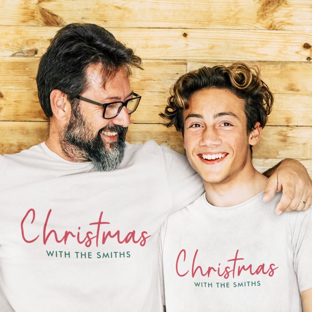 Familjejul | Modern Minimifamilj Namn T Shirt (Skapare uppladdad)