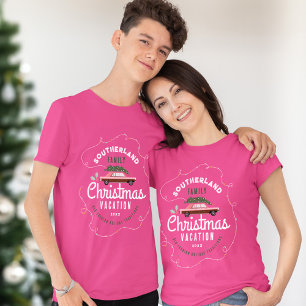 Familjejul - Retro Rosa Vintage bil T Shirt