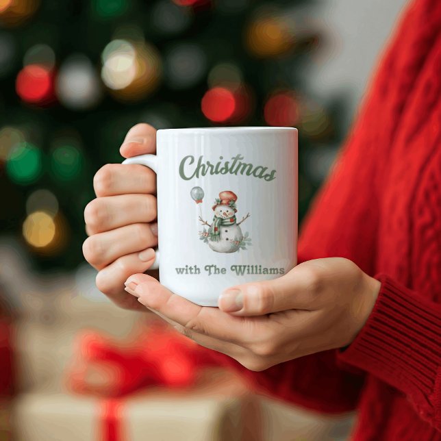 Familjejul | Snögubbe Familjen Namn Kaffemugg (Skapare uppladdad)