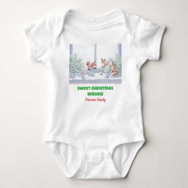 Familjejul T-Shirt - Mysiga vinterfox-scen (Framsida)