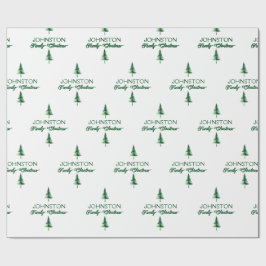 Familjejulens Grönt Watercolor Gräs Träd Presentpapper