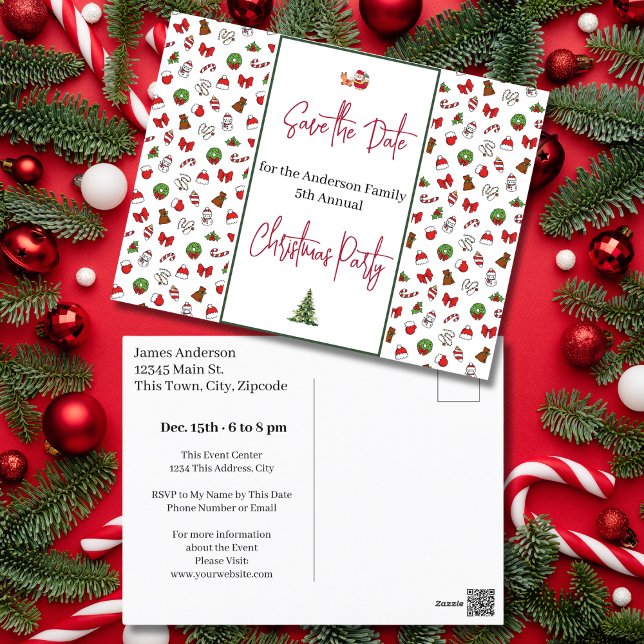 Familjejulens Spara Party i Julafton Helgdag Vykort (Family Christmas Party Save the Xmas Holiday Postcard)