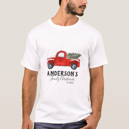 Familjejulet T Shirt - Vintage Red Lastbil