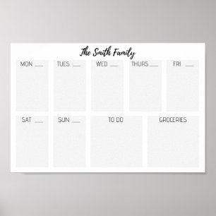Familjekalender - Att göra - Matvaror - Vecka Poster