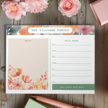 Familjekalender och anteckningar för Watercolor Bl