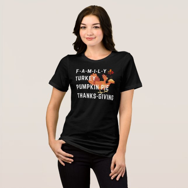 Familjekalkonpumpa paj thanksgiving t shirt (Framsida Full)
