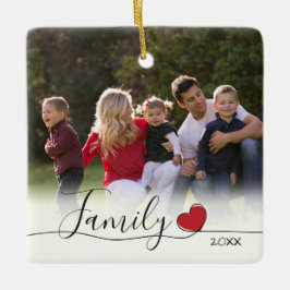 Familjekallgrafi Heart Photo jul Julgransprydnad Keramik