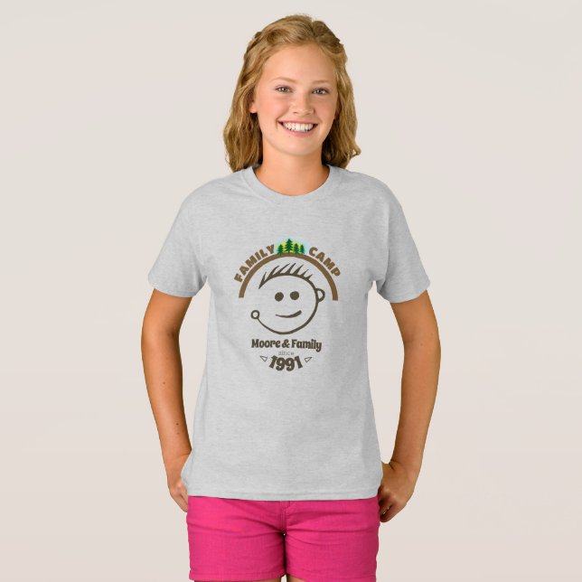 Familjekampa Barn Grått T-Shirt (Hel framsida)