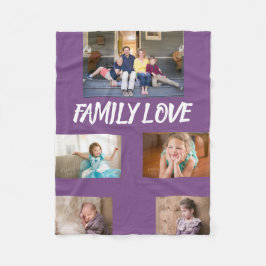 Familjekärlek Lila Foto Collage Fleecefilt