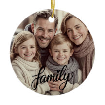 Familjekärlek Svart Skrift Anpassad Foto Ornament