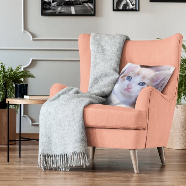 Familjekatt två foto kudde (Family Cat Two Photo Throw Pillow)