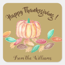 Familjeklistermärken i happy thanksgiving personli fyrkantigt klistermärke